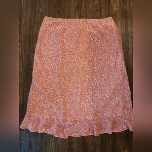 Wild Fable Pink and Peach Floral Midi Skirt